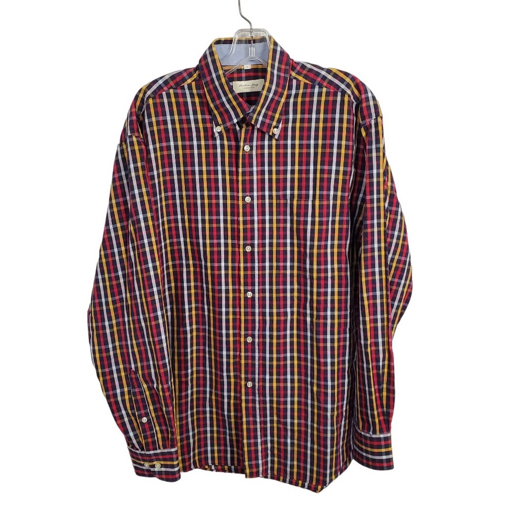 Christian Berg Stockholm Mens Size L Shirt Button Down 100% Cotton Plaid Navy - Picture 2 of 10